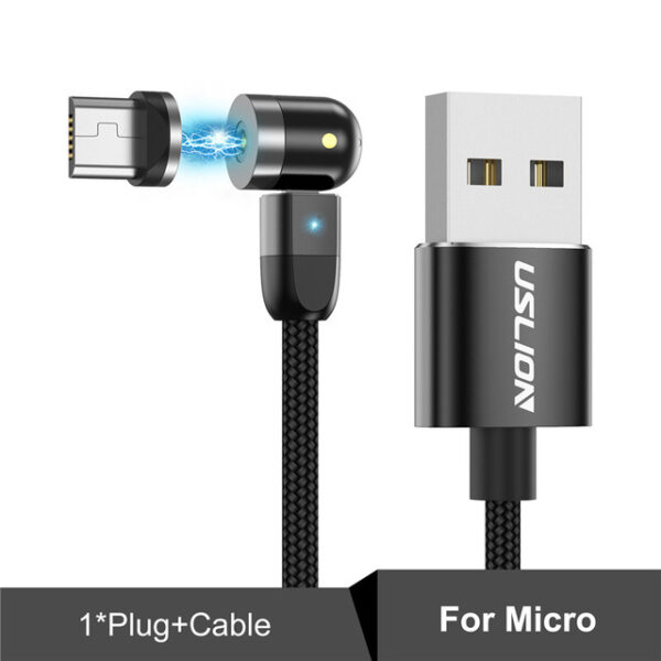 USLION Cable USB magnètic Càrrega ràpida tipus C Cable carregador imant Cable micro USB mòbil