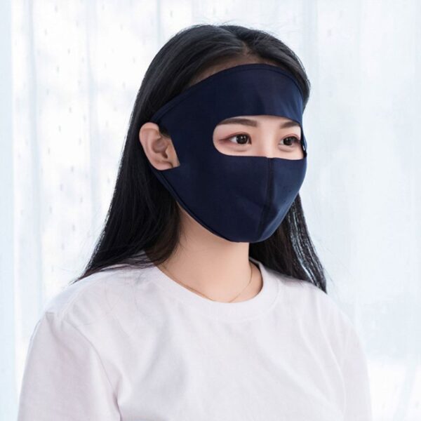 Unisex Summer Ice Silk Thin Sunscreen Full Face Mask UV Protection Breathable Cycling Solid Color Washable 3