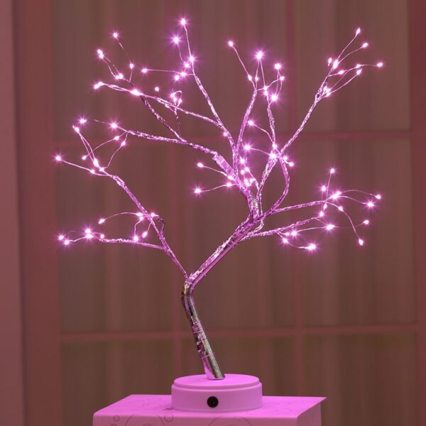 108 LED USB Table Lamp Copper Wire Christmas Fire Tree Night Light Table Lamp Home Desktop 11