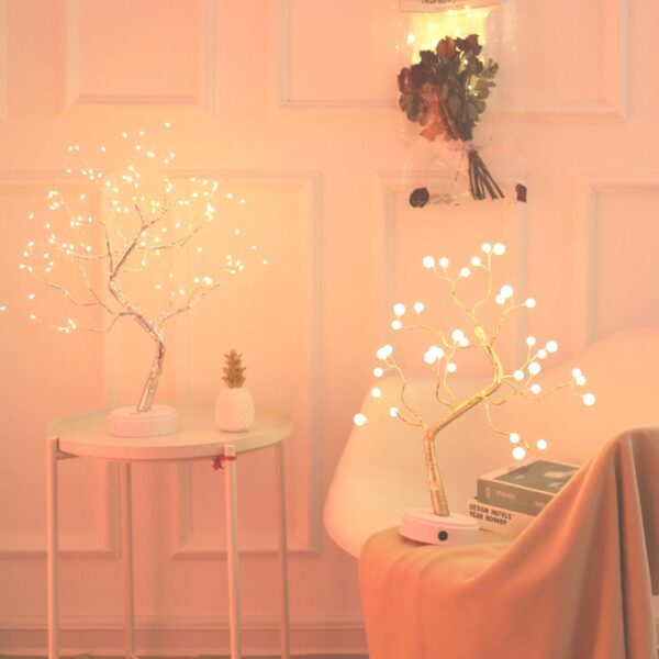 108 LED USB Table Lamp Copper Wire Christmas Fire Tree Night Light Table Lamp Home Desktop 7