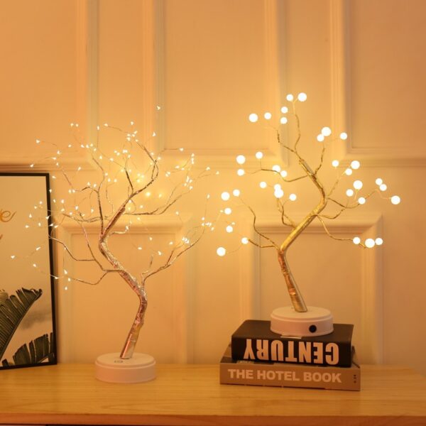 108 LED USB Table Lamp Copper Wire Christmas Fire Tree Night Light Table Lamp Home Desktop 8