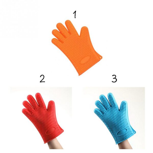 1Pcs Heat Resistant Silicone Glove Cooking Baking BBQ Oven Pot Holder Mitt Kitchen Red Hot Search 5