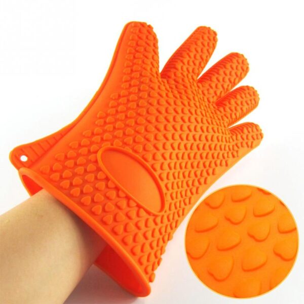 1Pcs Cócaireacht Glove Silicone Frithsheasmhach le Teas Bácáil BBQ Sealbhóir Pota Oighinn Mitt Kitchen Cuardach Te Dearg