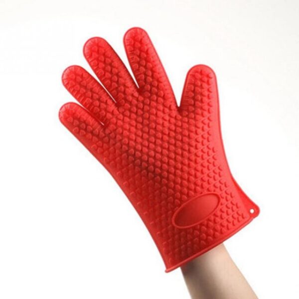 1Pcs Heat Resistant Silicone Glove Cooking Baking BBQ Oven Pot Holder Mitt Kitchen Red Hot