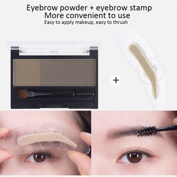 2 Colors Eyebrow Enhancers Powder Palette Long Last Waterproof Eyebrow Pigment with Eye Brow Brush Tool 3