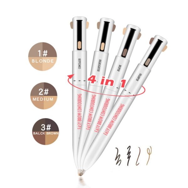 2020 Hot 4 in 1 Easy to Wear Eyebrow Contour Pen Waterproof Defining Highlighting Eye Brow 8