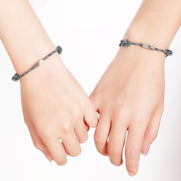 2Pcs Minimalist Lovers Matching Friendship Bracelet Rope Braided Couple Distance Couple Magnetic Bracelet Lover Jewelry 3