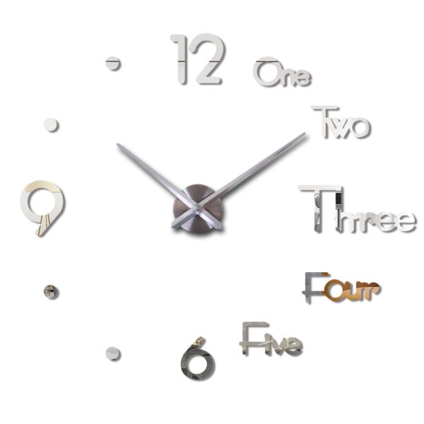 3D DIY Large Wall Clock Modern Design Silent Wall Sticker Clock Acrylic Mirror Self adhesive Wall 1