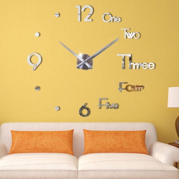 3D DIY Stor veggklokke Moderne Design Silent Wall Sticker Clock Akrylspeil Selvklebende vegg 3.jpg 640x640 3