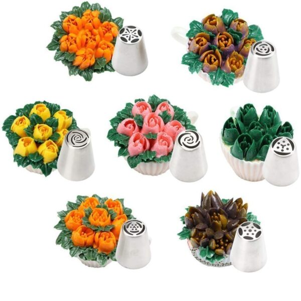 8pcs Russian Poihaa Puha mo te kirīmi tio paipa Nozzles Keke Whakapaipai Keke Rau Tulip Rose Keke 1