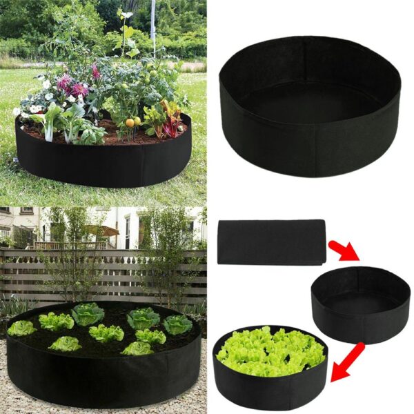 Fabric Raised Garden Bed 50 Gallons Round Planting Container Grow Bags Breathable Felt Fabric Planter Pot 1