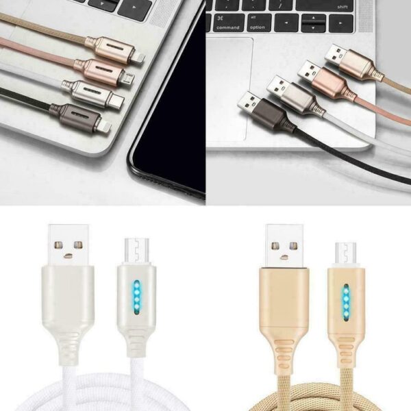 Fast Charging Auto Cut Off Nylon Quick Charging Cable Smart Disconnect Intelligent Data line 5