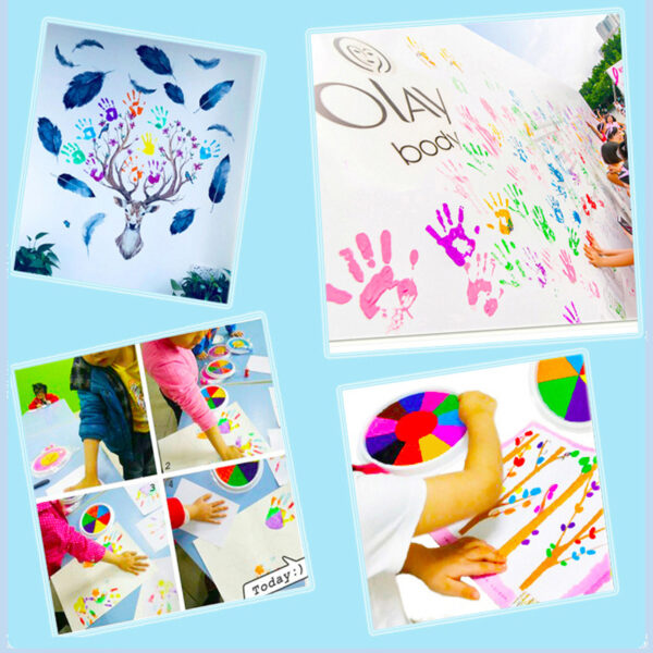 Śmieszne 6 kolorów Ink Pad Stamp DIY Finger Painting Craft Cardmaking dla dzieci Montessori Drawing baby 2