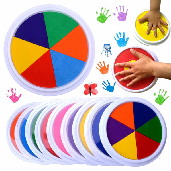 Funny 6 Colors Ink Pad Stamp DIY Finger Painting Craft Cardmaking For Kids Montessori Drawing baby