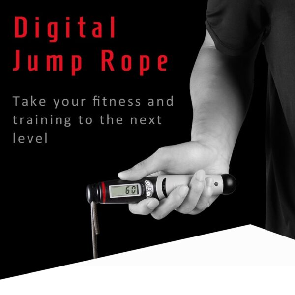 Áiritheoir Digiteach KYTO Jump Rope le haghaidh Oiliúna Folláine Laistigh Faoi Dhíon Dornálaíocht Inchoigeartaithe Calorie Gan Scipeáil Workout Rope 5