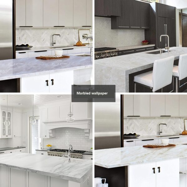 Marble Vinyl Film Self Adhesive Waterproof Wallpaper for Bathroom Kitchen Cupboard Countertops Contact Paper PVC Wall 2