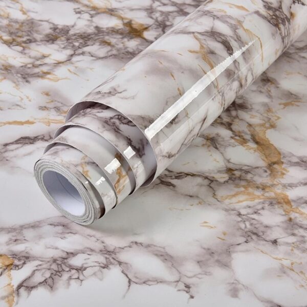 Marble Vinyl Film Wallpaper Self Adhesive Waterproof Wall Stickers for Bathroom Kitchen Furniture Renovation Room