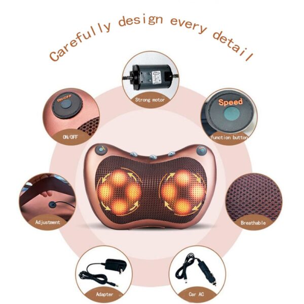 Massage Pillow Electric Neck Massager Multifunctional Shoulder Infrared Heating Magnetic Therapy Massage Relaxation Massageador 2