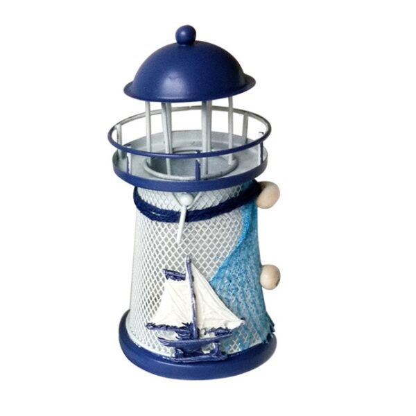 Mediterranean Lighthouse Iron Candle Candlestick Blue White Home Table Decor Drop shipping Independent station supplier festival 1.jpg 640x640 1