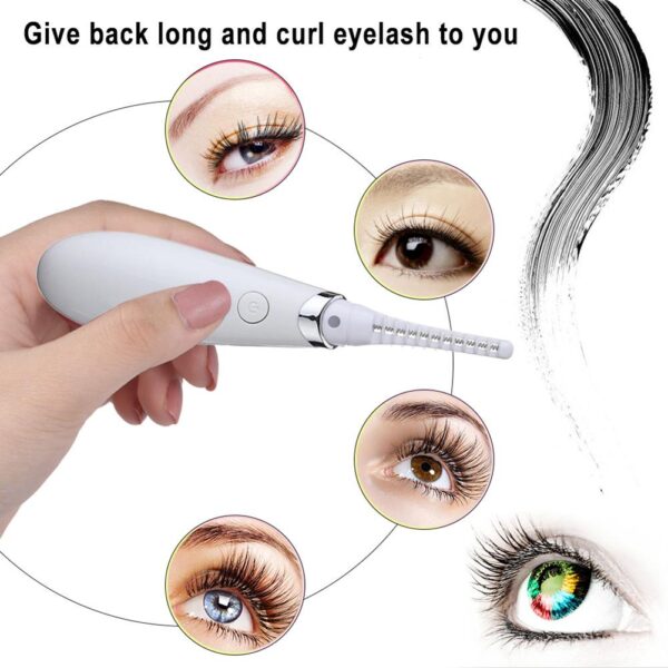 Mini USB Rechargeable Electric Heated Eyelash Curler Long Lasting Electric Ironing Eyelash Curler Makeup Curling For 3