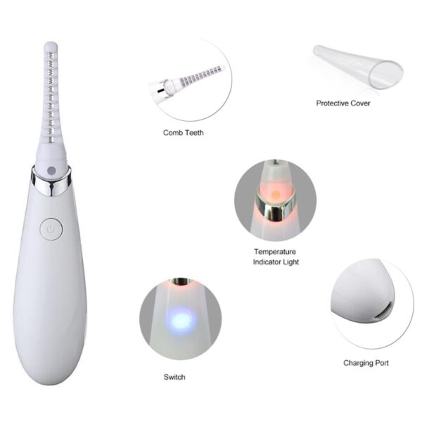 Mini USB Rechargeable Electric Heated Eyelash Curler Long Lasting Electric Ironing Eyelash Curler Makeup Curling For 4
