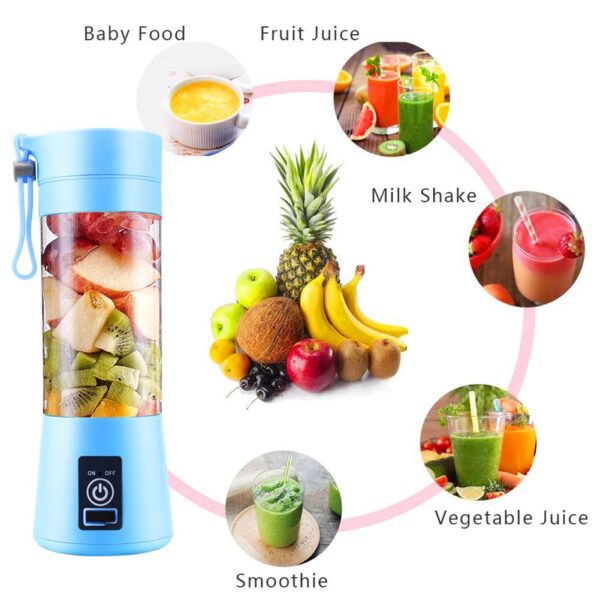 New Arrival Portable Home USB Rechargeable 4 Blade Electric Fruit Extractor Juice Blender 2