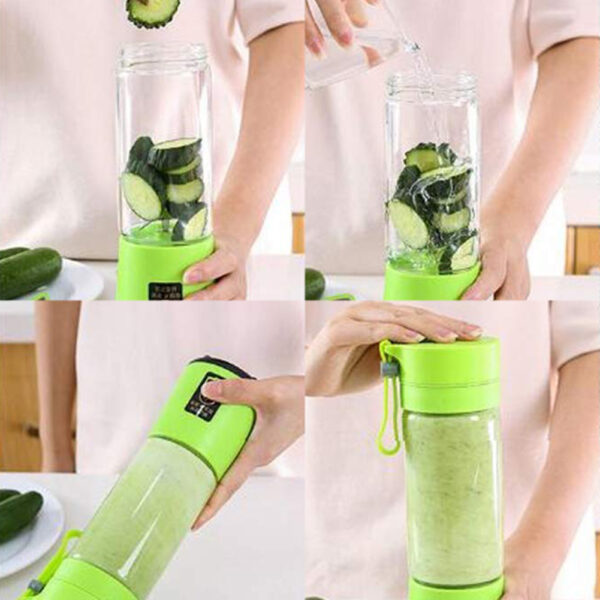 Bag-ong Pag-abot nga Portable Home USB Rechargeable 4 Blade Electric Fruit Extractor Juice Blender 5