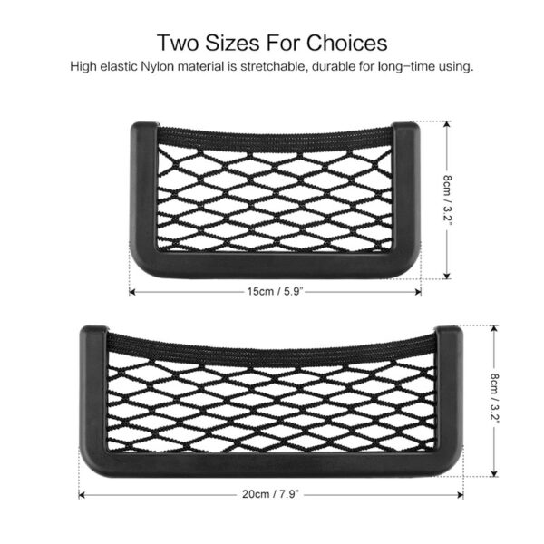 Onever Universal Small Car Seat Side Back Storage Net Bag String Bag Mesh Pocket Organizer Stick 5
