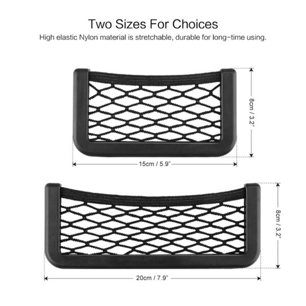 Onever Universal Small Car Seat Side Back Storage Net Bag String Bag Mesh Pocket Organizer Stick 5