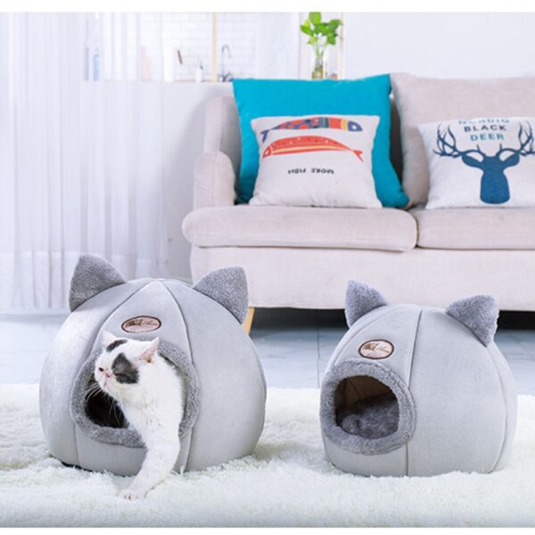 Removable Cat Bed Self Warming for Indoor Cats Dog House with Foldable Mattress Puppy Cage Lounger 5