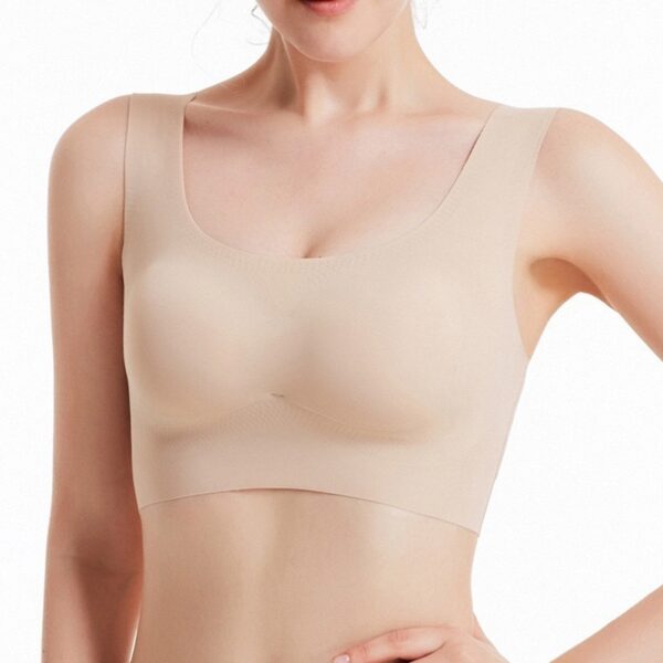 Thin Push Up Vest Bra Women Ice Silk Seamless Underwear Soft Comfortable Sleep Top With Chest 1