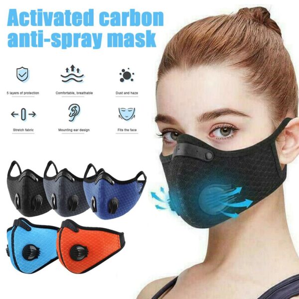 Unisex PM2 5 Mouth Mask with Valve Respirator Washable Reusable Men Women Dustproof Riding Mouth muffle