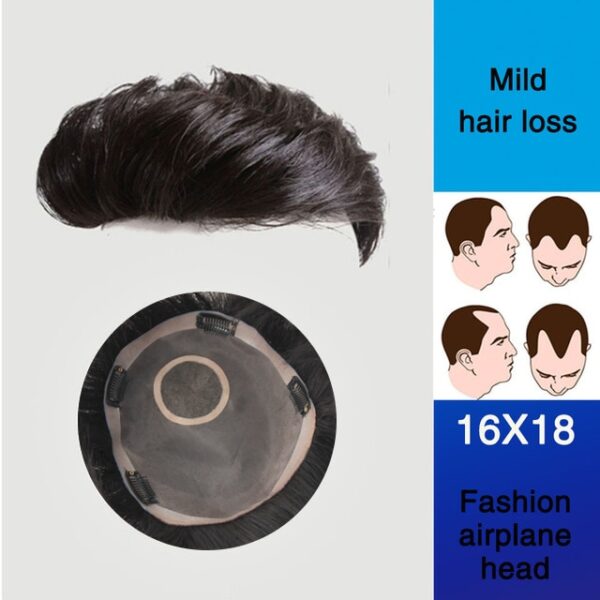 WTB Man Toupee Cù sintesi di seta à alta temperatura Materiale Capelli Capelli Fatti à a manu Topper Hairpiece Top 2.jpg 640x640 2