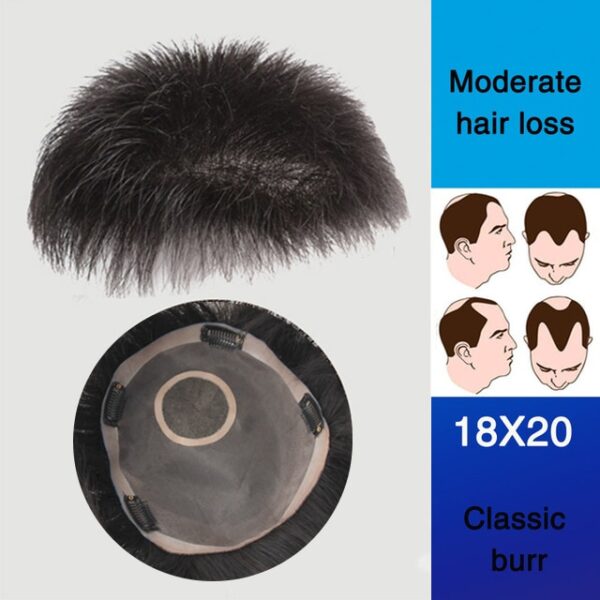 Toupee Man WTB Le sintéis síoda ardteocht Ábhar Gruaige Ábhar Gruaige Lámhdhéanta Topper Hairpiece Barr 4.jpg 640x640 4