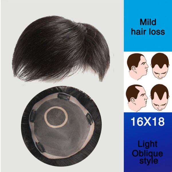 Peruca masculina WTB com síntese de seda de alta temperatura Material de cabelo feito à mão Topper peruca