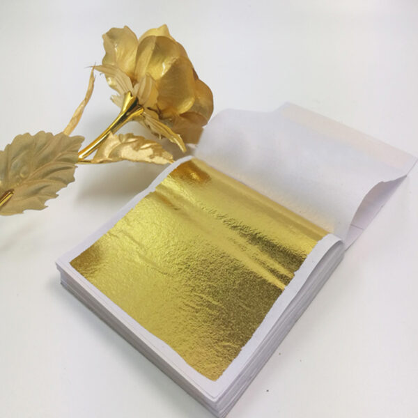 100Pcs 8 8 5cm Rose Gold Silver Foil Paper Imitation Copper Leaf Gilding DIY Design Art 9