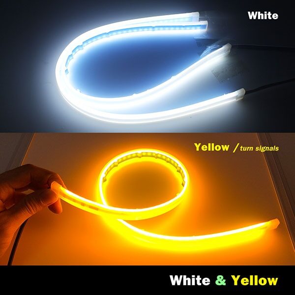 2PCS 60cm Waterproof Flexible Universal Car nga gipangulohan DRL Daytime Running Light Flow Runs Headlight LED Strip 3.jpg 640x640 3