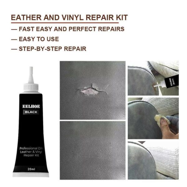 Black white Liquid Leather Repair Kit Auto Complementary Color Paste Car Seat Sofa Holes Scratch Cracks 2