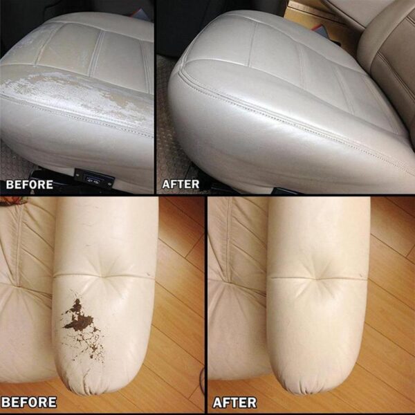 Black white Liquid Leather Repair Kit Auto Complementary Color Paste Car Seat Sofa Holes Scratch Cracks 5