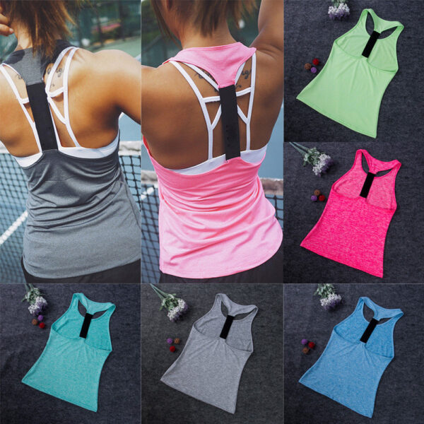 Casual Sleeveless Yoga Shirts Women Gym Tank Vest Tops Running Sporting Stretch Fast Dry Wicking Fitness