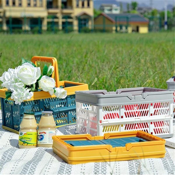 Collapsible Crate Folding Storage Box Basket nga May mga Handle Durable Transportable Utilit Crate Aykasa Portable Foldable Container