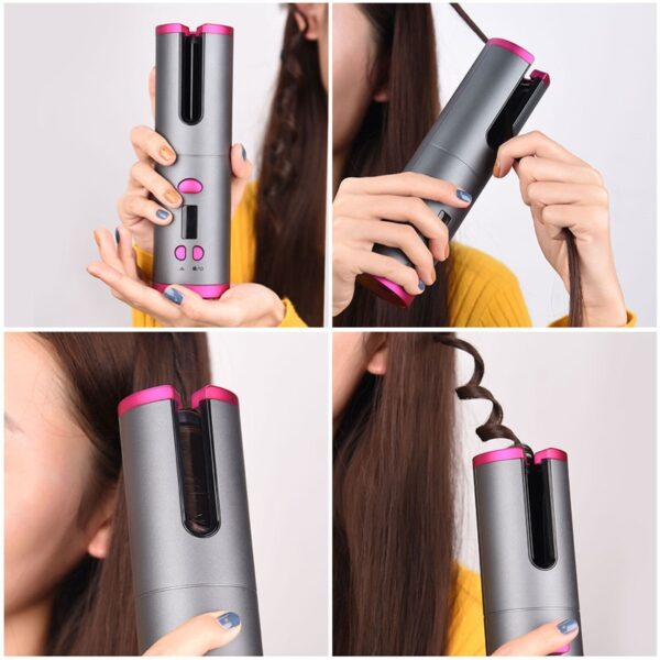 Curler Aeir gan sreang Curler Iron Uathoibríoch Curling Iron USB Curler Air Rechargeable le haghaidh Curls Waves LCD