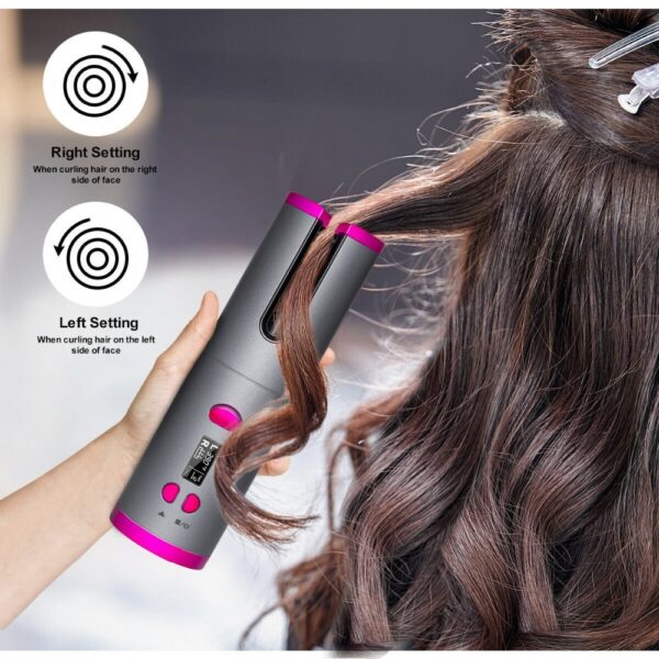 Cordless Automatic Hair Curler hesinê bêtêl Curling Iron USB-Berbara hewayê veşarjker ji bo Curls Waves LCD