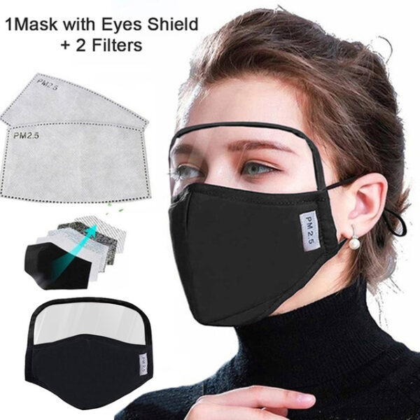 Cotton Dustproof Outdoor Face Protective Face Mask with Eyes Shield 2 Filters Costumes Cosplay Accessories