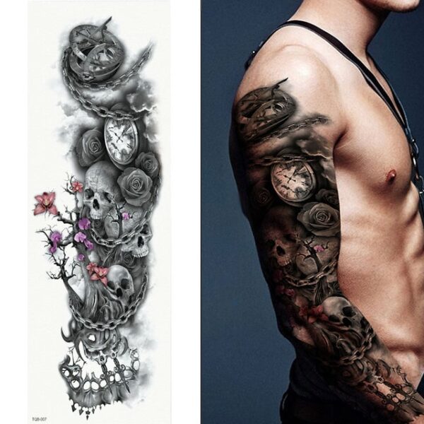 Full Arm Temporary Tattoo Double Gun Female Waterproof Temporary Tattoo Stickers for Men Women Adults Kids 15.jpg 640x640 15