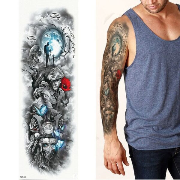 Full Arm Temporary Tattoo Double Gun Female Waterproof Temporary Tattoo Stickers for Men Women Adults Kids 16.jpg 640x640 16