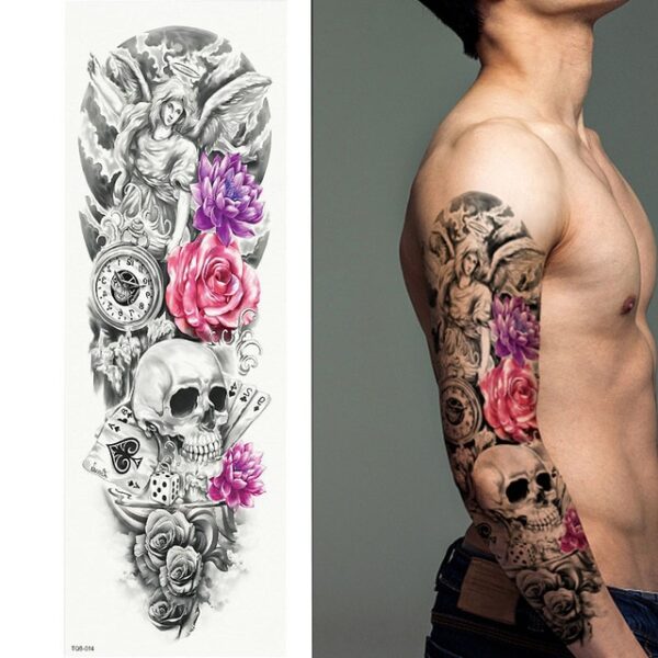 Full Arm Temporary Tattoo Double Gun Female Waterproof Temporary Tattoo Stickers for Men Women Adults Kids 17.jpg 640x640 17