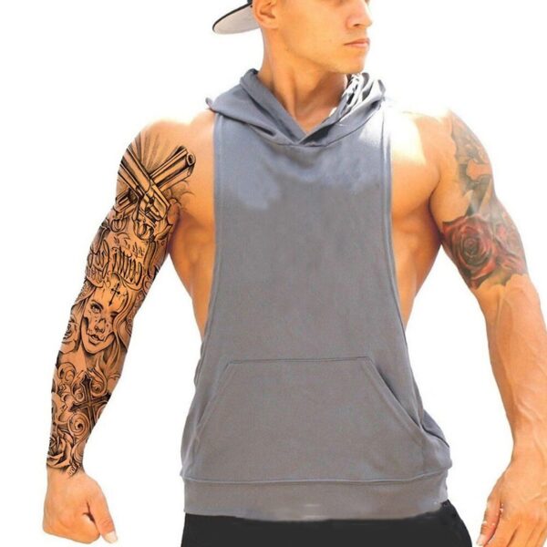 Full Arm Temporary Tattoo Double Gun Female Waterproof Temporary Tattoo Stickers for Men Women Adults Kids 2