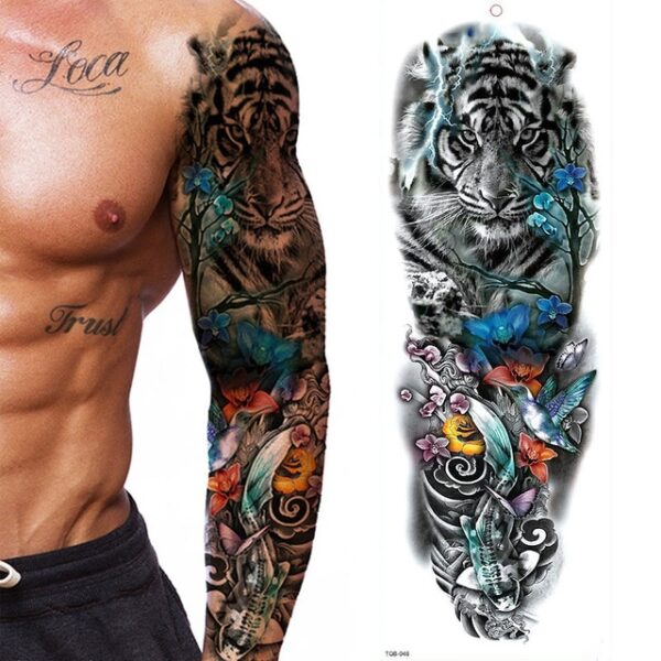 Full Arm Temporary Tattoo Double Gun Female Waterproof Temporary Tattoo Stickers for Men Women Adults Kids 9.jpg 640x640 9