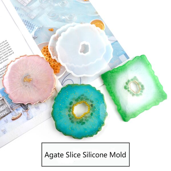 Bag-ong Agate Slice Silicone Mold Crystal Mould Paghimo sa Imong Kaugalingong Coaster Resin Art Supplies Clear Coaster